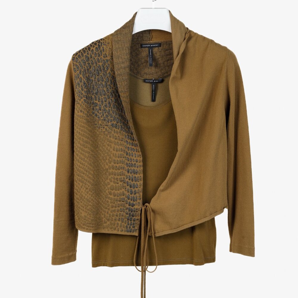 Sarah Pacini Olive Tank/Sweater Set